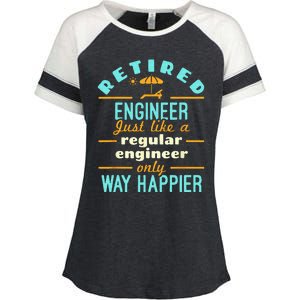 Retired Engineer Engineering Retirement Way Happier Enza Ladies Jersey Colorblock Tee