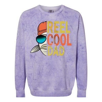 Reel Cool Fishing Dad Funny Colorblast Crewneck Sweatshirt