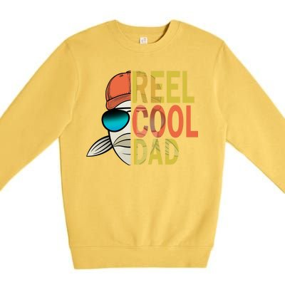 Reel Cool Fishing Dad Funny Premium Crewneck Sweatshirt