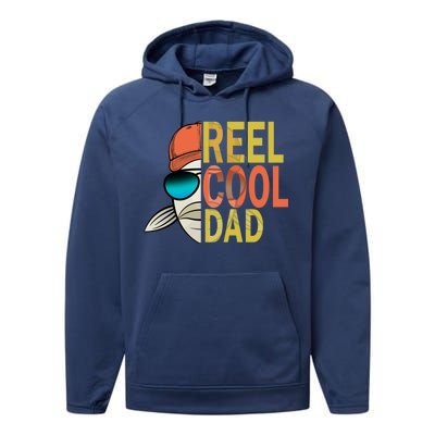 Reel Cool Fishing Dad Funny Performance Fleece Hoodie