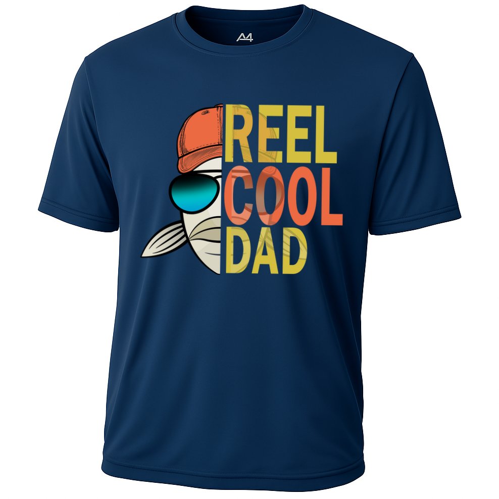 Reel Cool Fishing Dad Funny Cooling Performance Crew T-Shirt