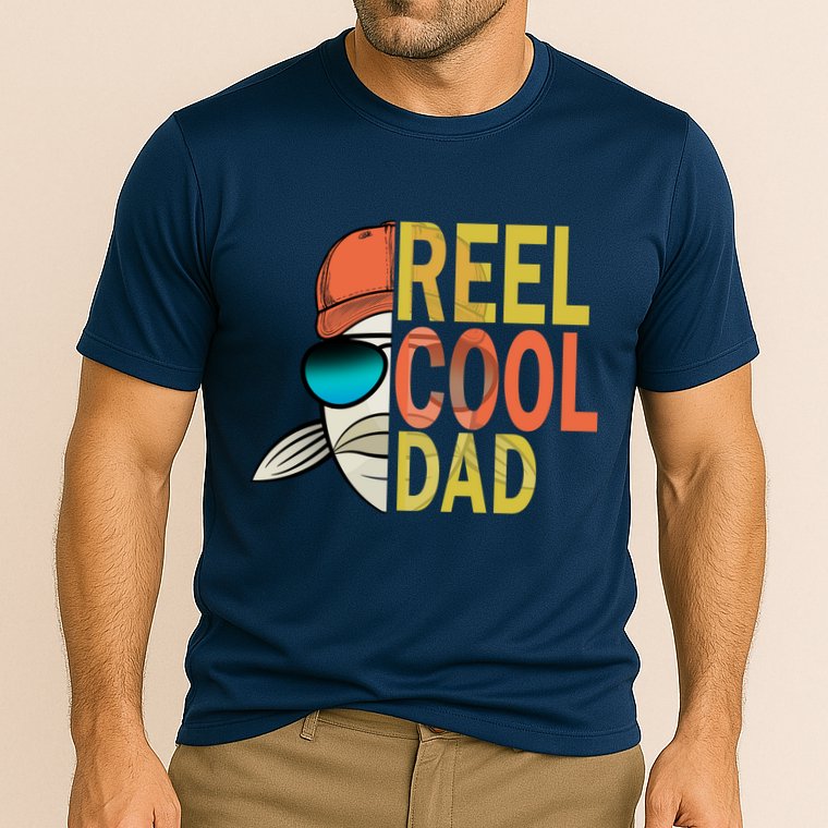 Reel Cool Fishing Dad Funny Cooling Performance Crew T-Shirt