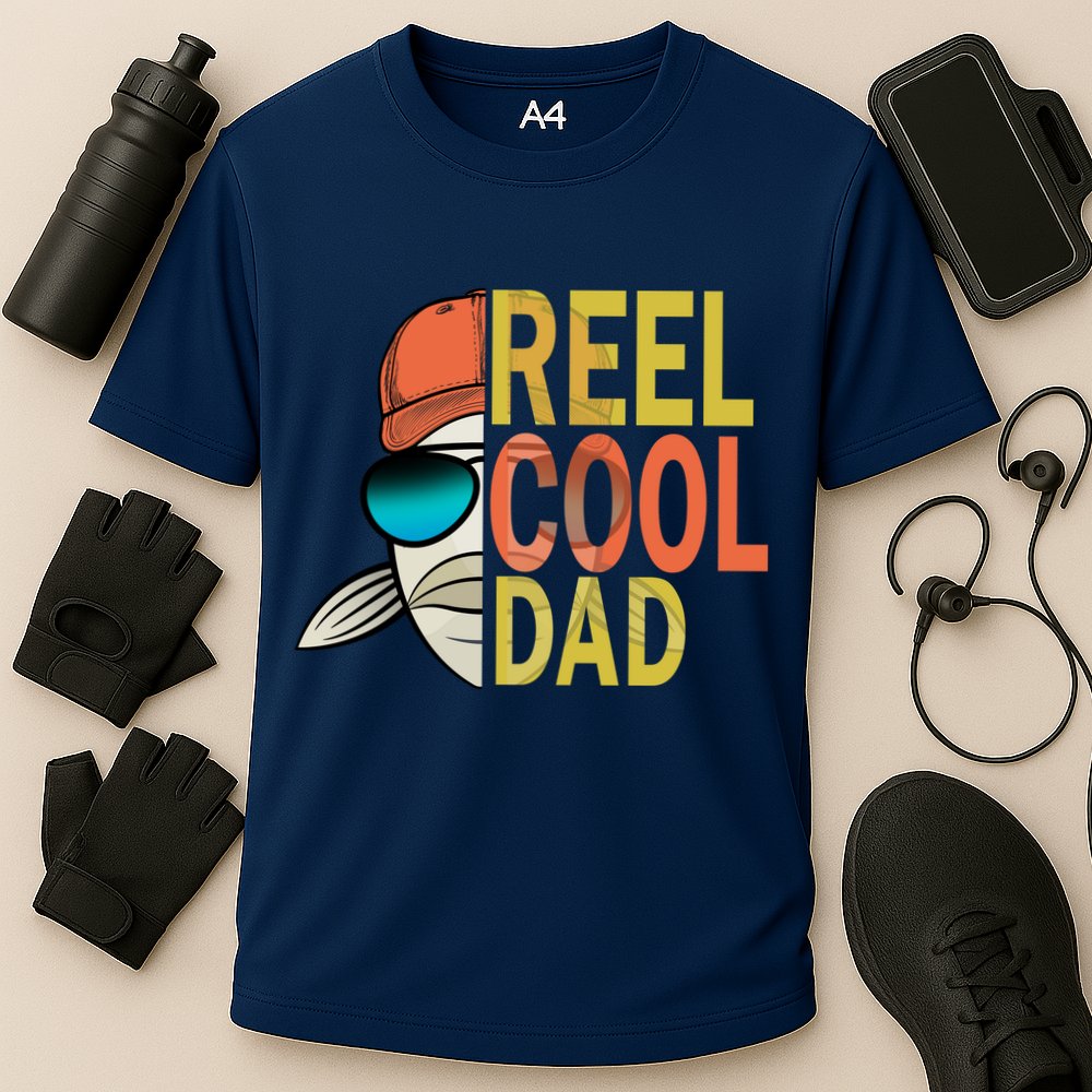 Reel Cool Fishing Dad Funny Cooling Performance Crew T-Shirt