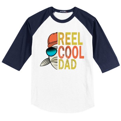 Reel Cool Fishing Dad Funny Baseball Sleeve Shirt