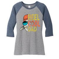 Reel Cool Fishing Dad Funny Women's Tri-Blend 3/4-Sleeve Raglan Shirt