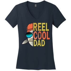 Reel Cool Fishing Dad Funny Women's V-Neck T-Shirt