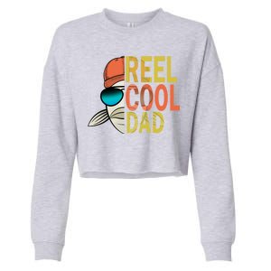 Reel Cool Fishing Dad Funny Cropped Pullover Crew