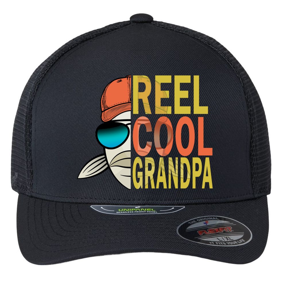 Reel Cool Fishing Grandpa  Flexfit Unipanel Trucker Cap