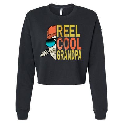 Reel Cool Fishing Grandpa  Cropped Pullover Crew