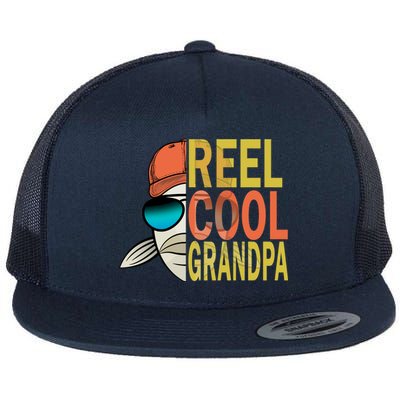 Reel Cool Fishing Grandpa  Flat Bill Trucker Hat