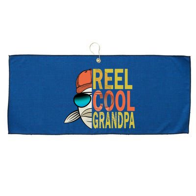 Reel Cool Fishing Grandpa  Large Microfiber Waffle Golf Towel