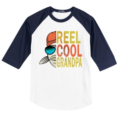 Reel Cool Fishing Grandpa  Baseball Sleeve Shirt