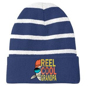 Reel Cool Fishing Grandpa  Striped Beanie with Solid Band