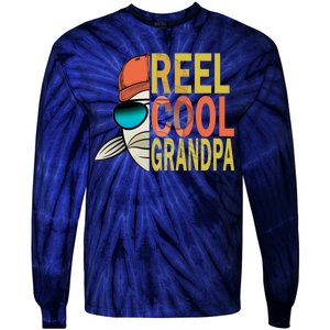 Reel Cool Fishing Grandpa  Tie-Dye Long Sleeve Shirt