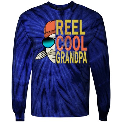 Reel Cool Fishing Grandpa  Tie-Dye Long Sleeve Shirt