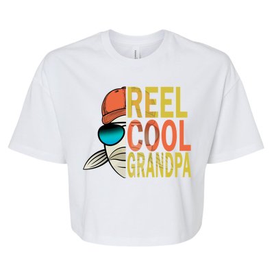 Reel Cool Fishing Grandpa  Bella+Canvas Jersey Crop Tee