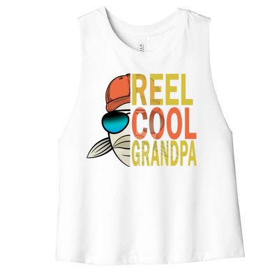 Reel Cool Fishing Grandpa  Women's Racerback Cropped Tank