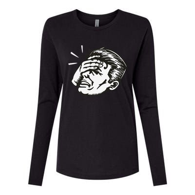 Retro Epic Fail Vintage Facepalm Womens Cotton Relaxed Long Sleeve T-Shirt