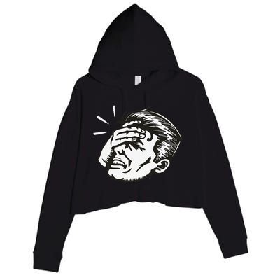 Retro Epic Fail Vintage Facepalm Crop Fleece Hoodie