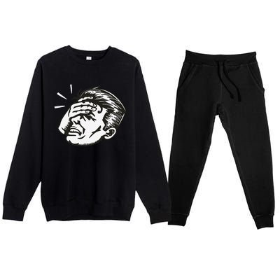 Retro Epic Fail Vintage Facepalm Premium Crewneck Sweatsuit Set