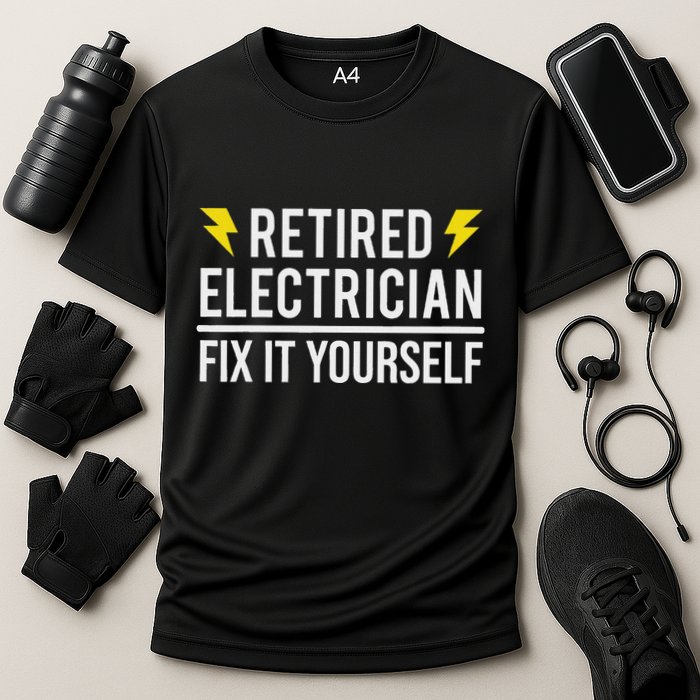 Retired Electrician Fix It Yourself Cooling Performance Crew T-Shirt