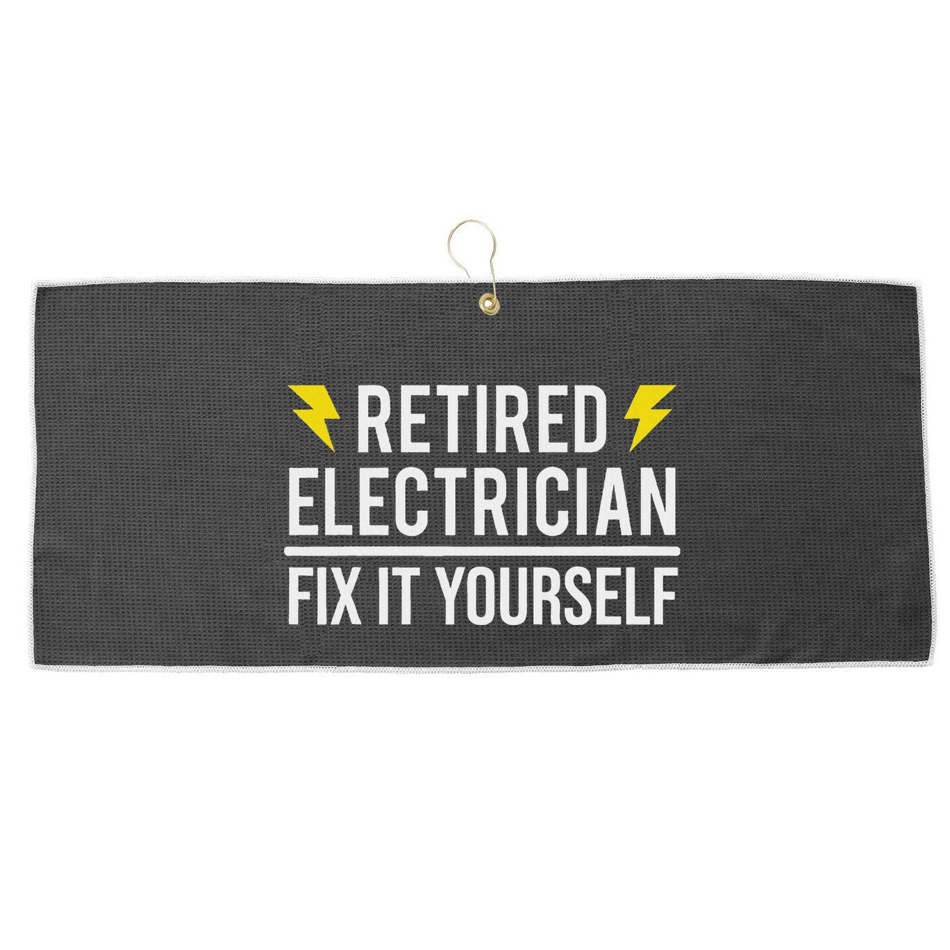 Retired Electrician Fix It Yourself Large Microfiber Waffle Golf Towel