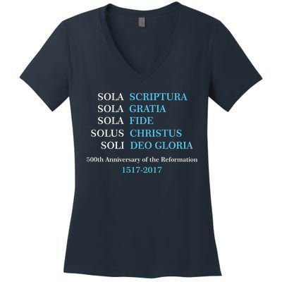 Reformation 500th Anniversary Five Solas Women's V-Neck T-Shirt