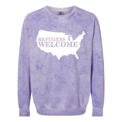 Refugees Welcome in the USA Country Anti Travel Ban Colorblast Crewneck Sweatshirt