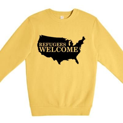 Refugees Welcome in the USA Country Anti Travel Ban Premium Crewneck Sweatshirt