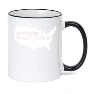 Refugees Welcome in the USA Country Anti Travel Ban 11oz Black Color Changing Mug