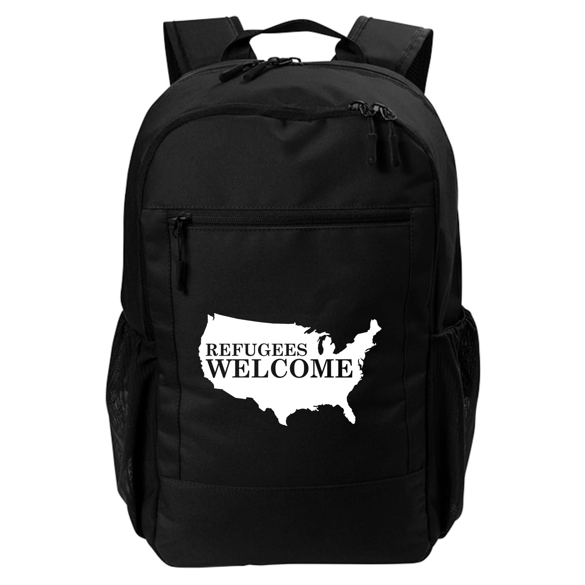 Refugees Welcome in the USA Country Anti Travel Ban Backpack