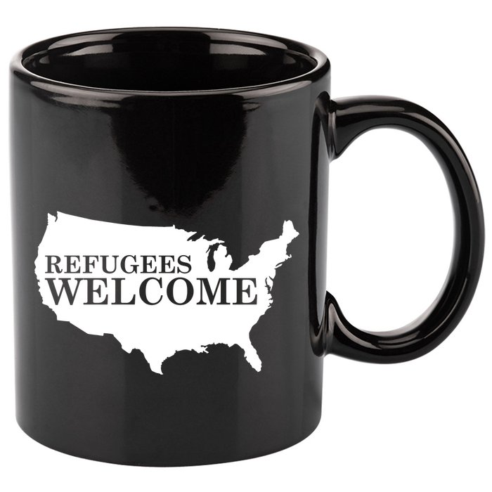 Refugees Welcome in the USA Country Anti Travel Ban 11oz C Handle Ceramic Mug