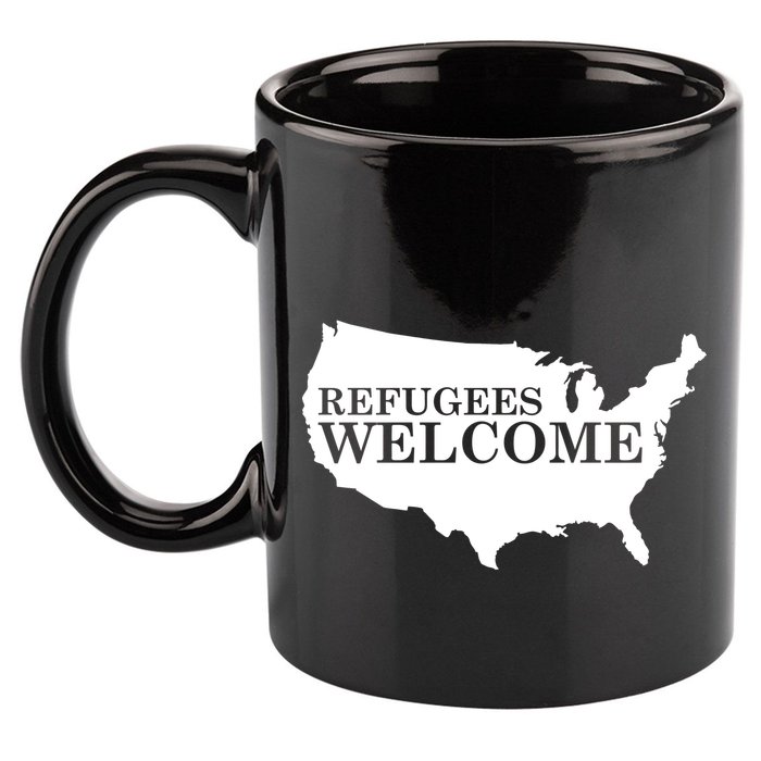 Refugees Welcome in the USA Country Anti Travel Ban 11oz C Handle Ceramic Mug
