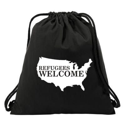 Refugees Welcome in the USA Country Anti Travel Ban Drawstring Bag