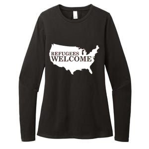 Refugees Welcome in the USA Country Anti Travel Ban Womens CVC Long Sleeve Shirt