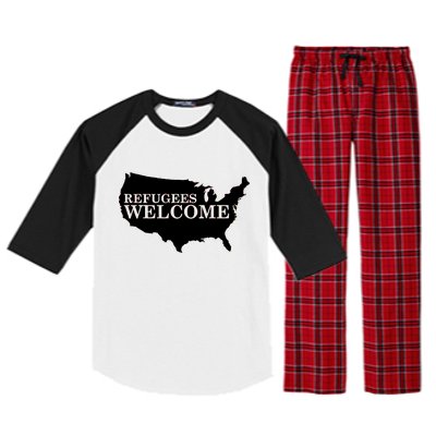 Refugees Welcome in the USA Country Anti Travel Ban Raglan Sleeve Pajama Set