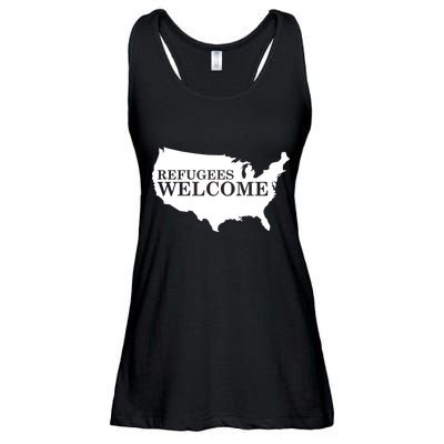 Refugees Welcome in the USA Country Anti Travel Ban Ladies Essential Flowy Tank