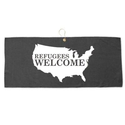 Refugees Welcome in the USA Country Anti Travel Ban Large Microfiber Waffle Golf Towel