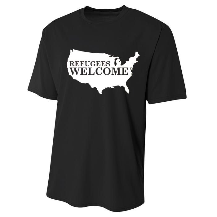 Refugees Welcome in the USA Country Anti Travel Ban Performance Sprint T-Shirt