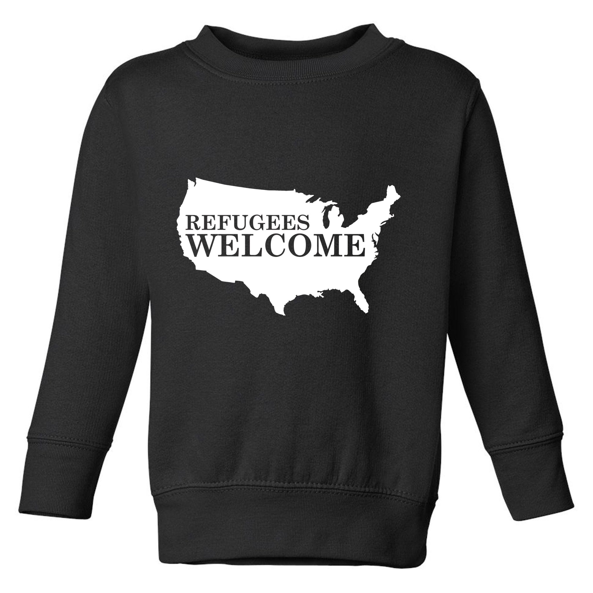 Refugees Welcome in the USA Country Anti Travel Ban Toddler Sweatshirt