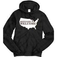 Refugees Welcome in the USA Country Anti Travel Ban Tie Dye Hoodie