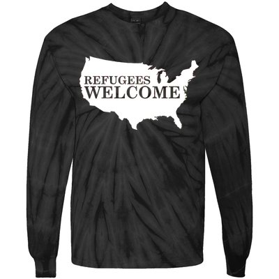 Refugees Welcome in the USA Country Anti Travel Ban Tie-Dye Long Sleeve Shirt