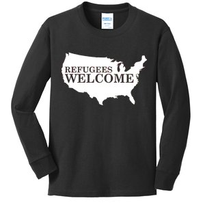 Refugees Welcome in the USA Country Anti Travel Ban Kids Long Sleeve Shirt