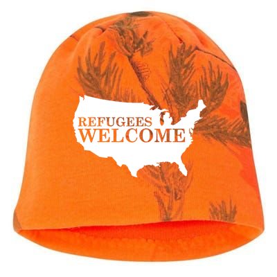 Refugees Welcome in the USA Country Anti Travel Ban Kati - Camo Knit Beanie