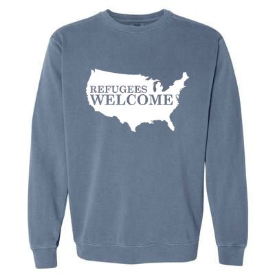 Refugees Welcome in the USA Country Anti Travel Ban Garment-Dyed Sweatshirt