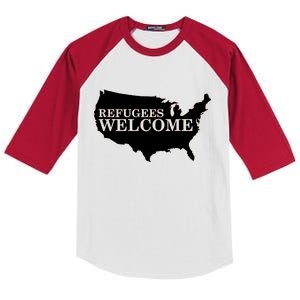 Refugees Welcome in the USA Country Anti Travel Ban Kids Colorblock Raglan Jersey