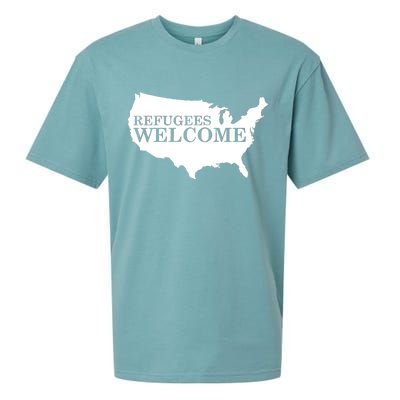 Refugees Welcome in the USA Country Anti Travel Ban Sueded Cloud Jersey T-Shirt