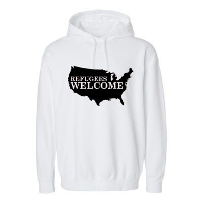 Refugees Welcome in the USA Country Anti Travel Ban Garment-Dyed Fleece Hoodie