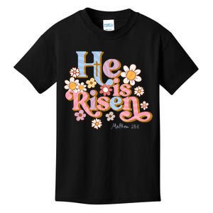 Retro Easter Groovy He Is Risen Christian Kids T-Shirt