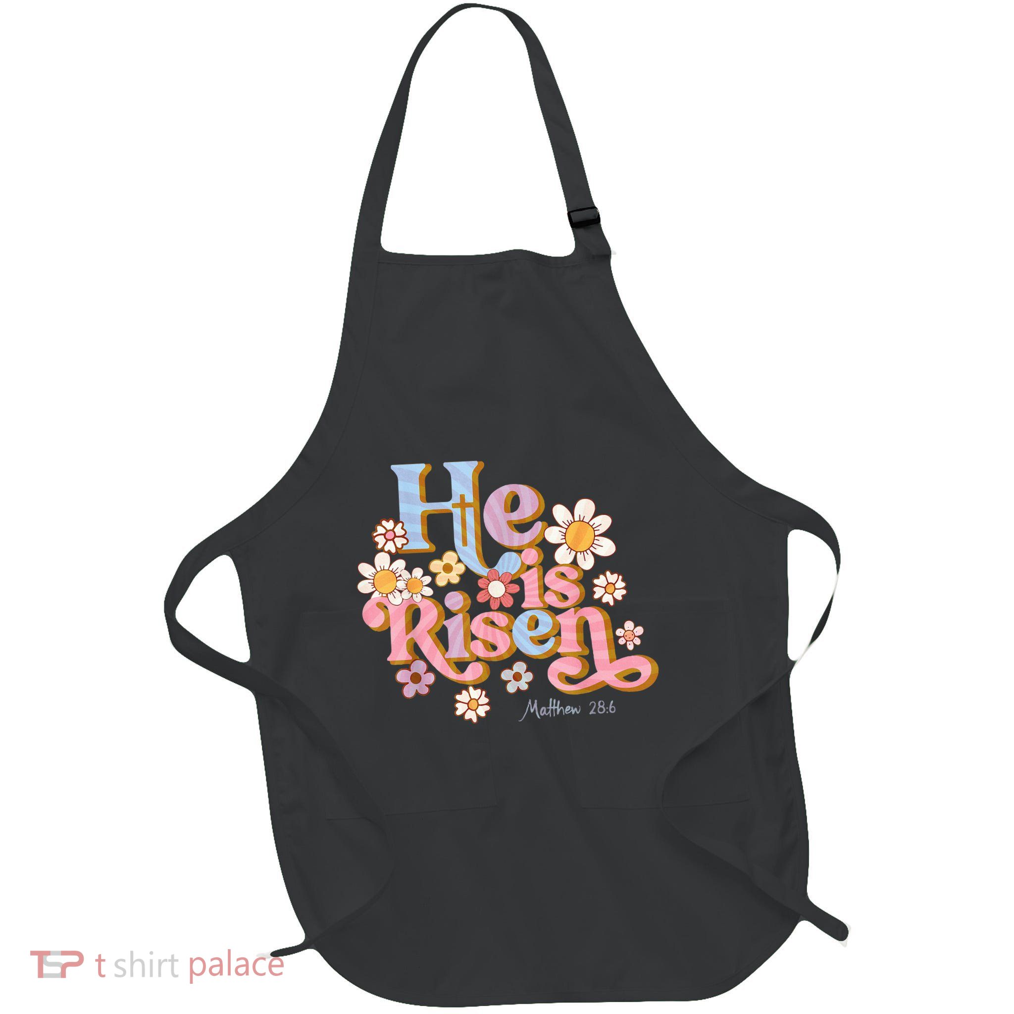 Retro Easter Groovy He Is Risen Christian Full-Length Apron With Pockets